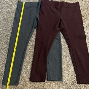 Maddy M Women’s Leggings Lot 2 Pair Grey & Maroon Sz XXL